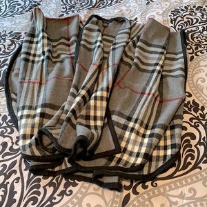 Plaid Shawl Wrap Poncho Cape - Open Front